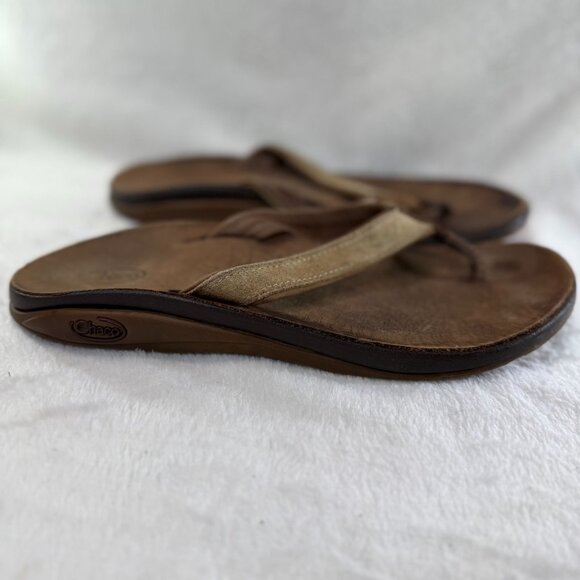 Chaco Women's Leather Flip Flops Size 9 Brown Sandals Comfortable & Durable - Picture 2 of 7